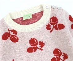 FUB ecru/red acorn strikbluse merinould